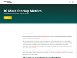 16 More Startup Metrics
